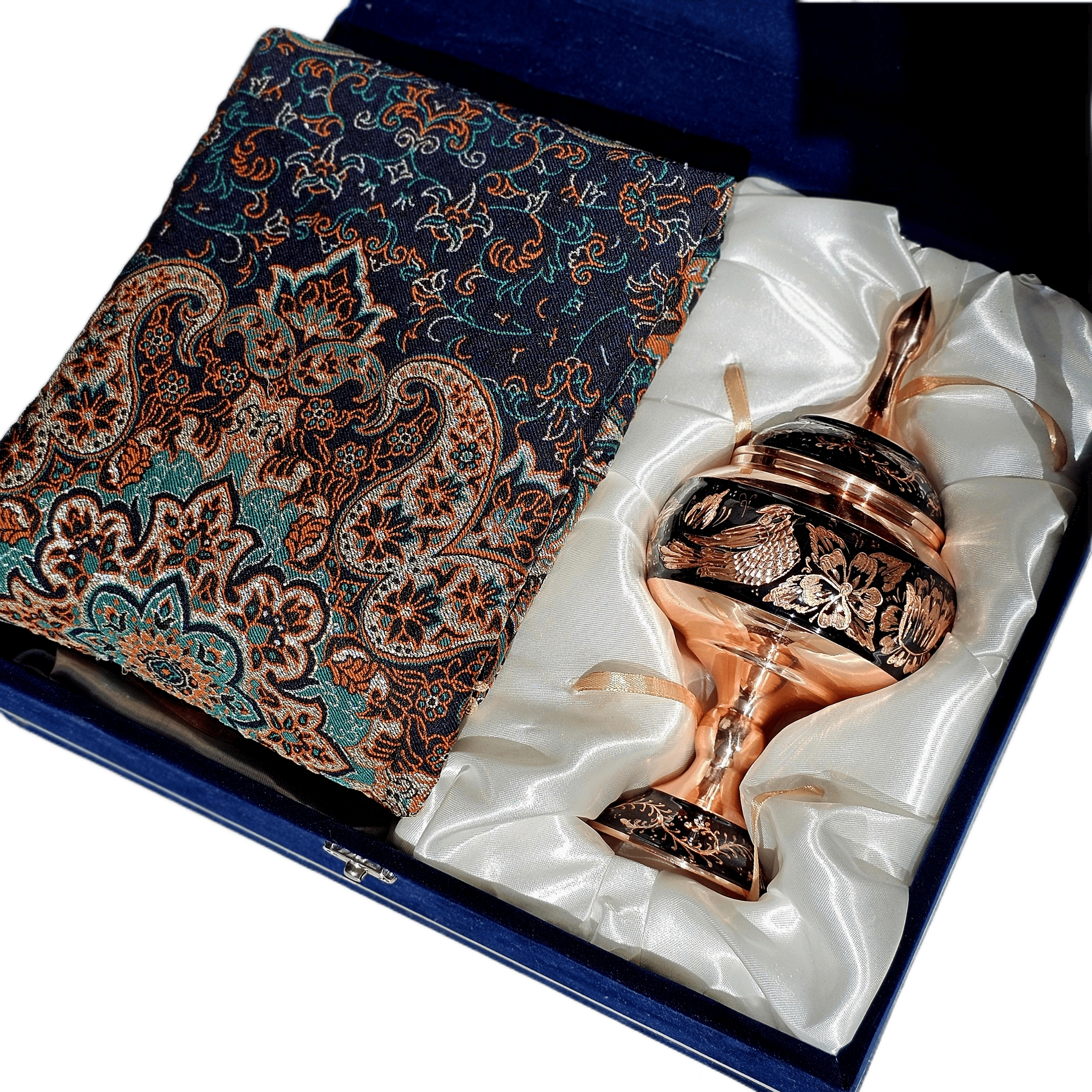 ست هدیه نگارستان نیلی مدل مس و ترمه کد almas24