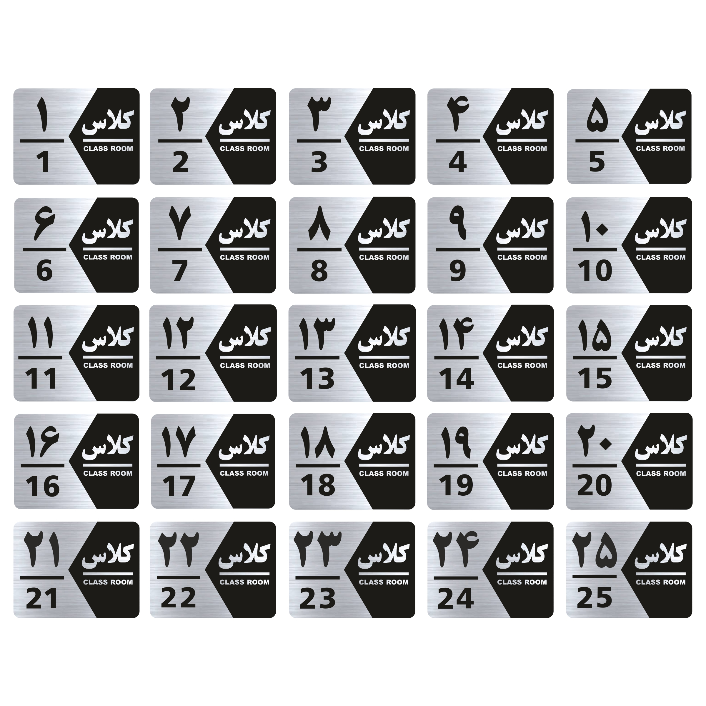تابلو راهنما طرح شماره کلاس مدل GNS1425 مجموعه 25 عددی