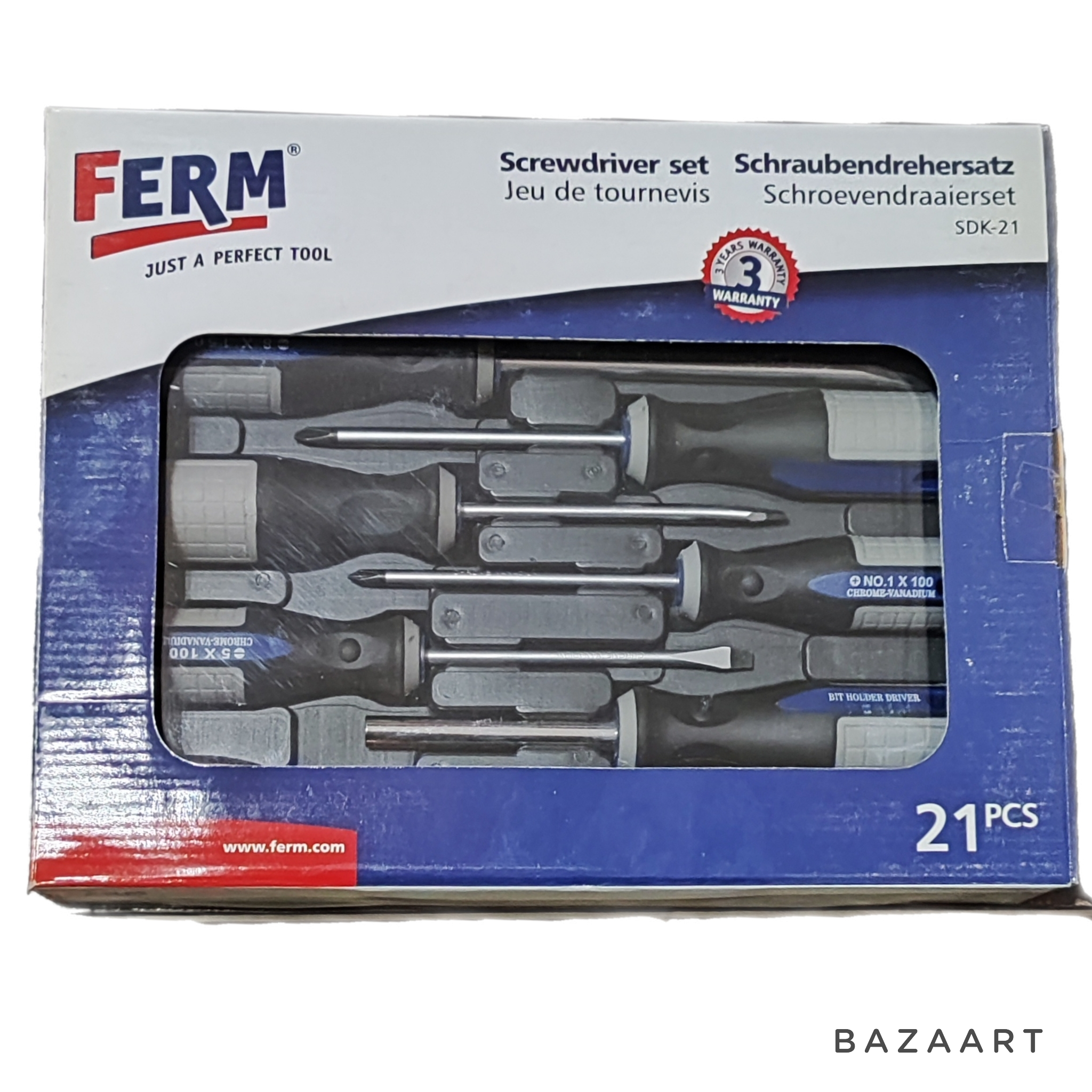 پیچ گوشتی دوسو چهارسو و بیت خور فرم مدل SDK_21 مجموعه 21 عددی