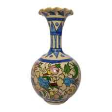 گلدان سفالی شیپوری طرح گل و مرغ کد 028