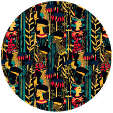 رومیزی مدل گرد مخمل طرح آفریقایی مدرن کد 11027