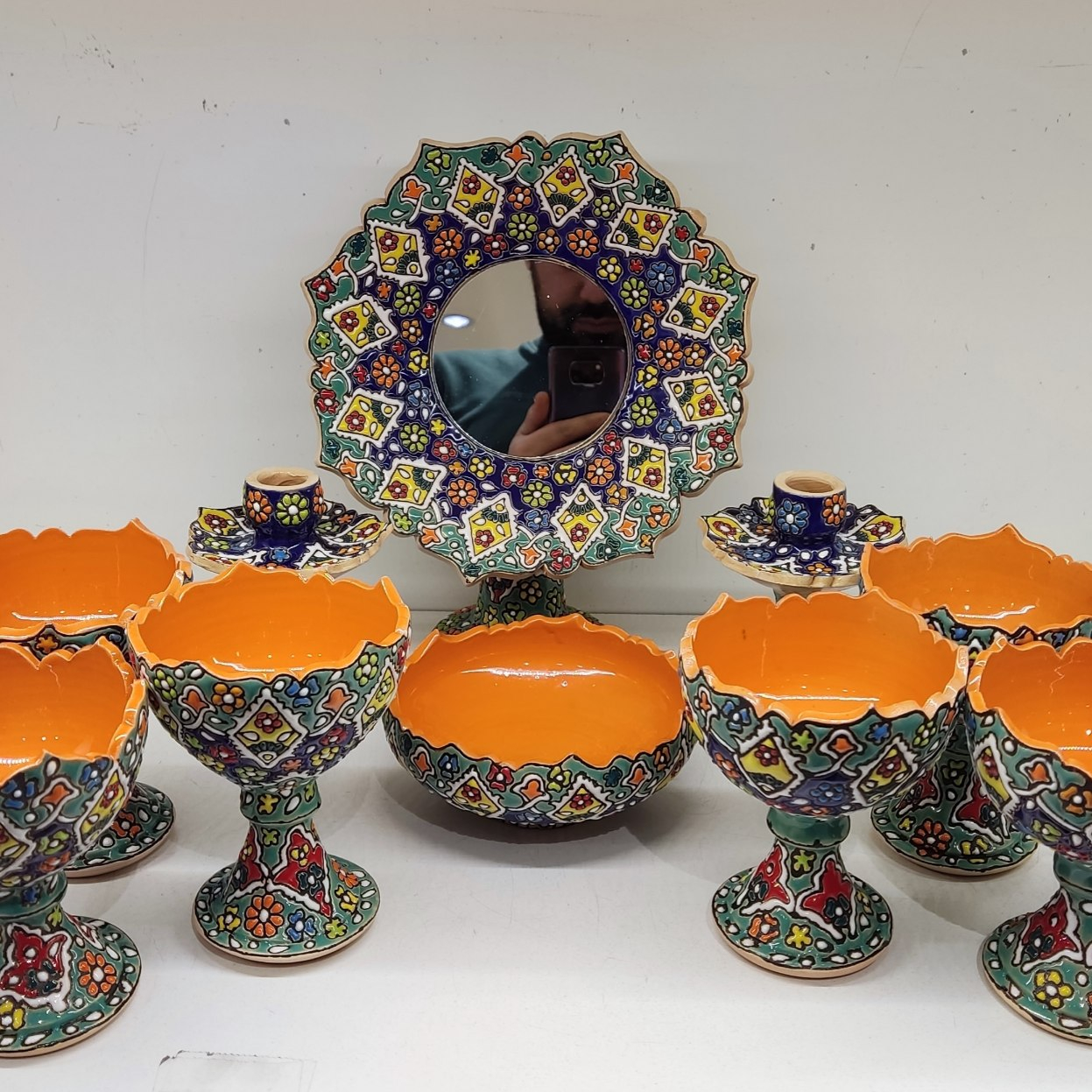 مجموعه ظروف 10 پارچه هفت سین میناکاری مدل شکوفه کد 10