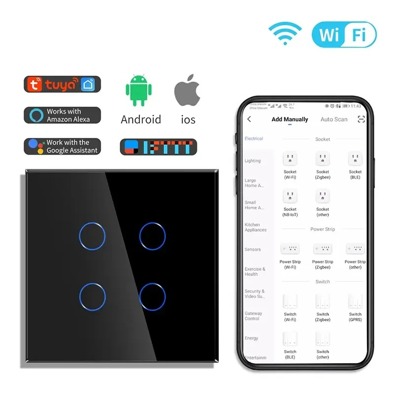 کلید هوشمند تویا مدل four gang Wi-Fi