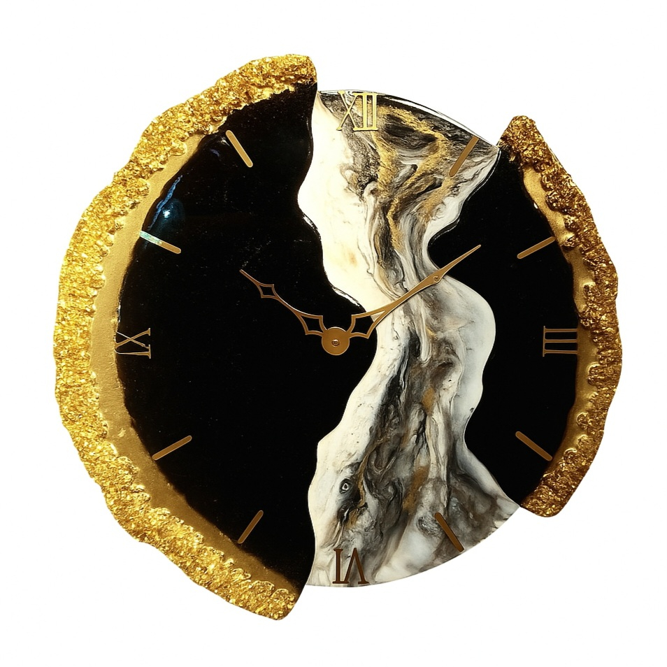 ساعت دیواری رزینی مدل سه تکه دفرمه