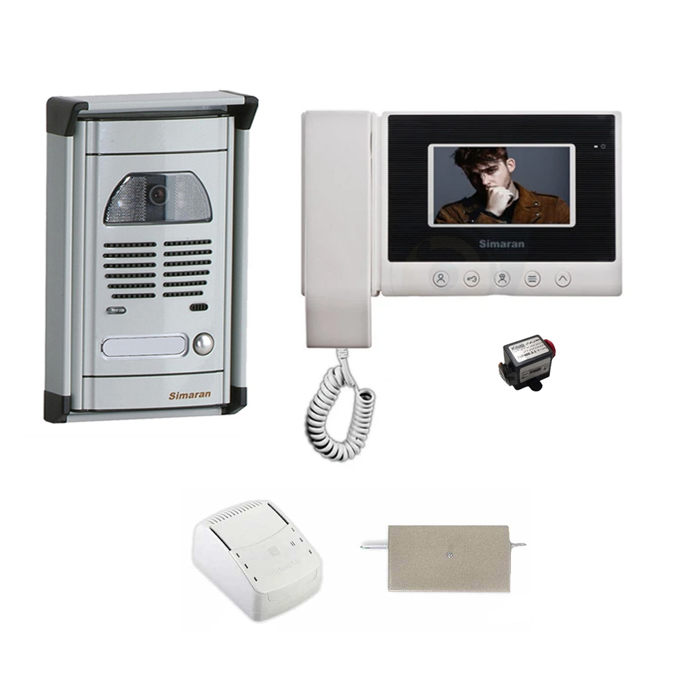 مجموعه دربازکن تصویری سیماران مدل HS43-VFC1 یک طبقه به همراه محافظ ولتاژ مانیتور