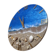 ساعت دیواری رزینی طرح ساحل و دریا