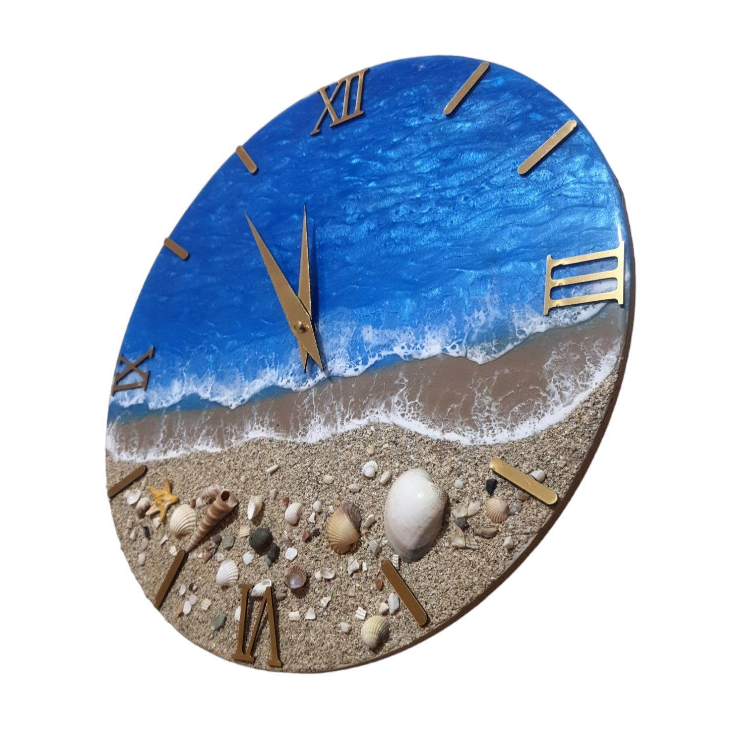 ساعت دیواری رزینی طرح ساحل و دریا