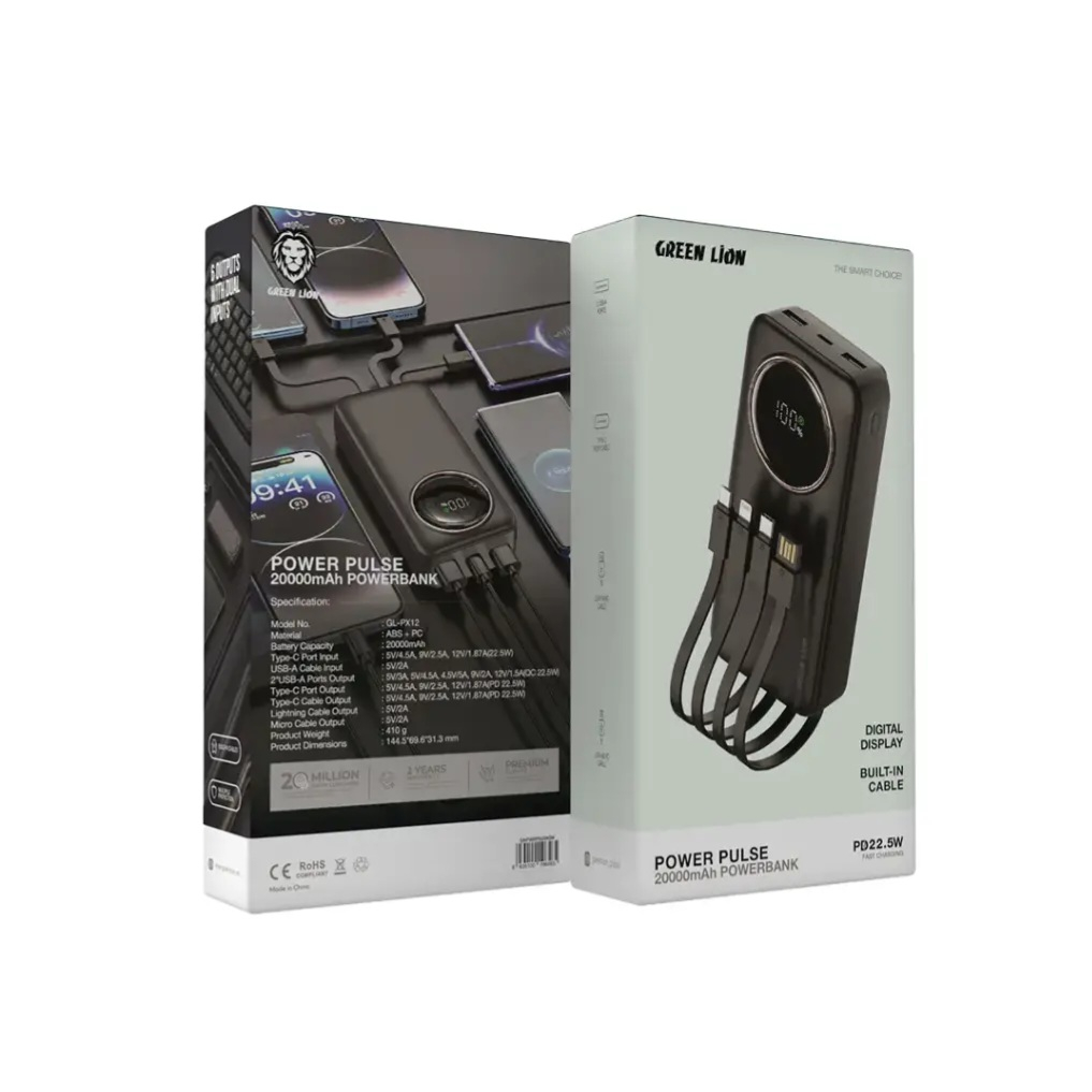 پاور بانک گرین لاین مدل پالس ظرفیت ۲۰ هزار میلی آمپر ساعت