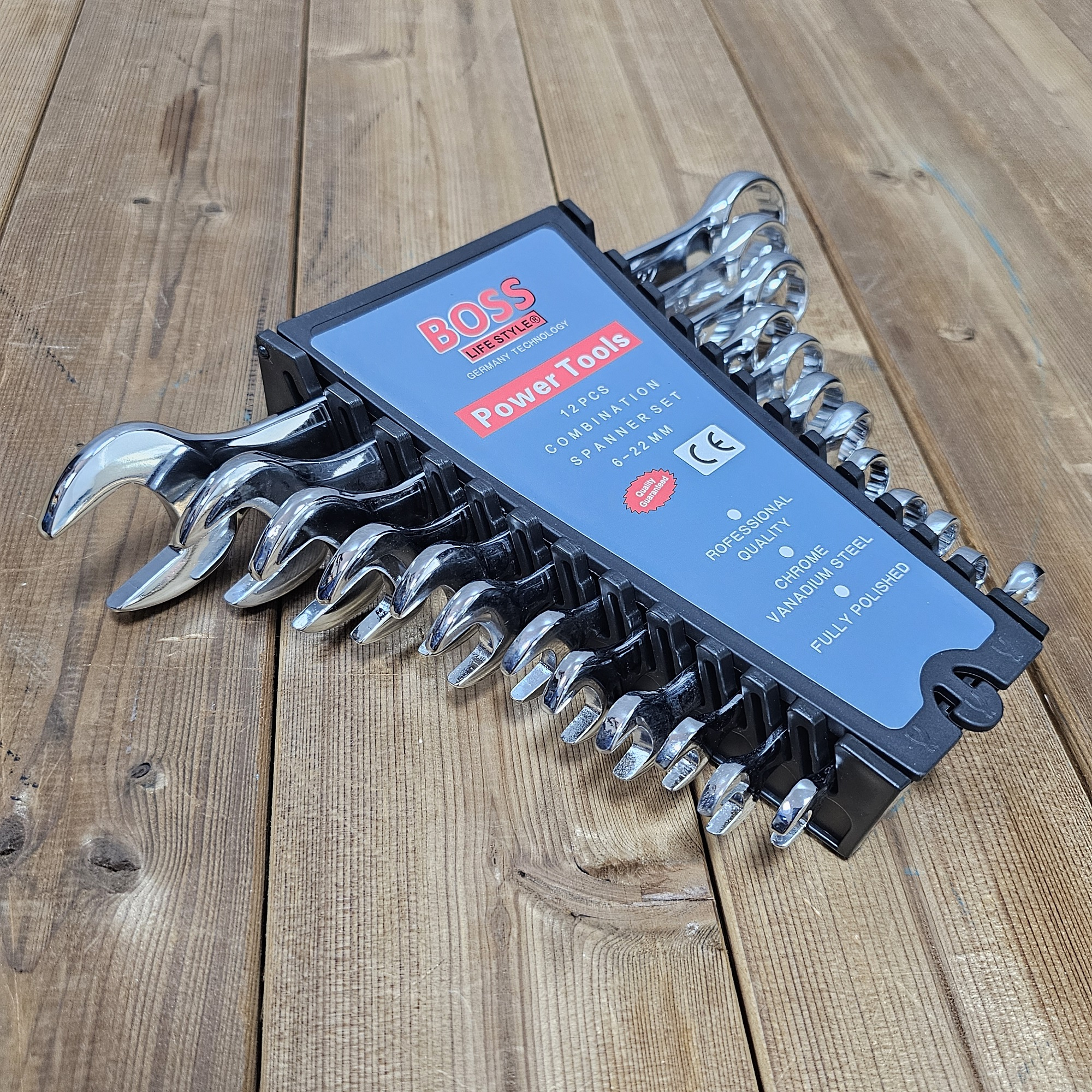 آچار یکسر تخت و یکسر رینگی باس مدل 12S مجموعه 12 عددی