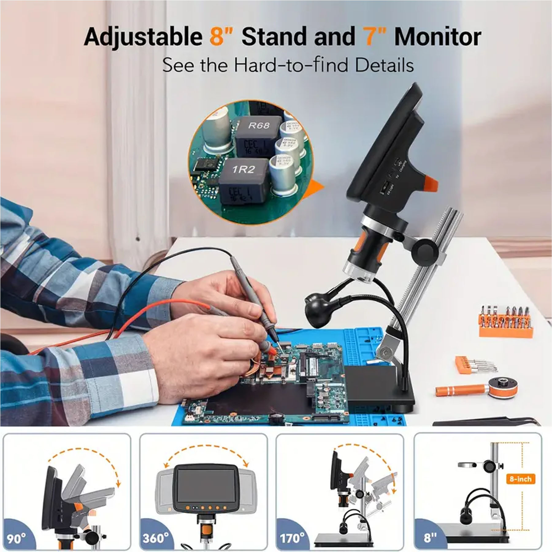 میکروسکوپ دیجیتال مدل Full HD USB 1500x به همراه ریموت کنترل