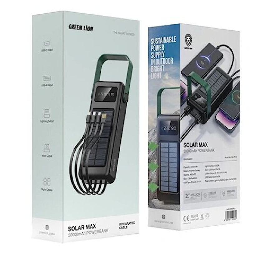 پاوربانک گرین لاین مدل Solar max با ظرفیت 30000 میلی آمپر بر ساعت