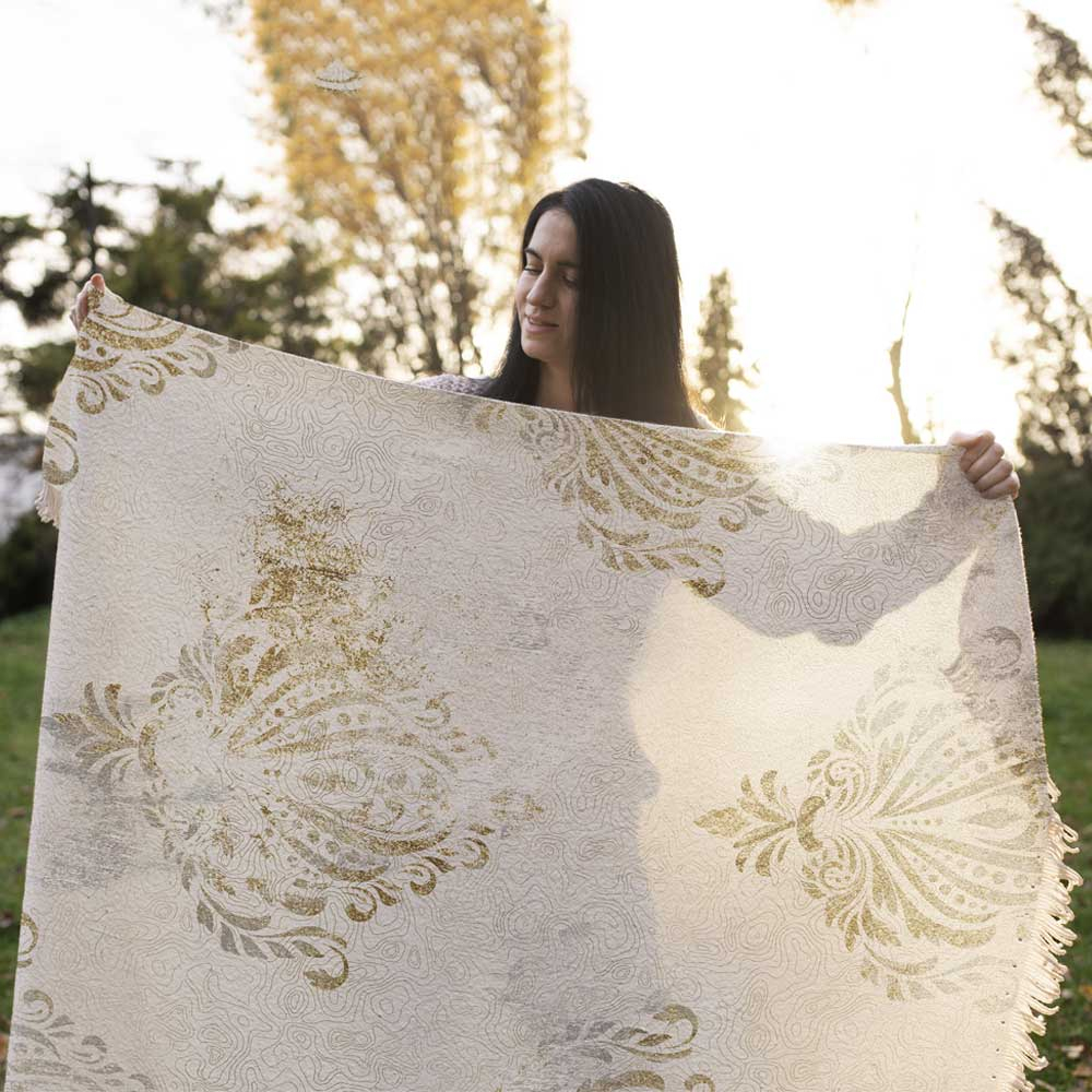 شال مبل طرح وینتیج کد vin2sh1003 سایز 100x180 سانتی متر
