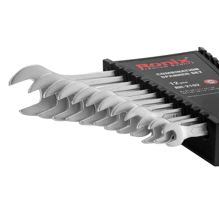 آچار یکسر تخت و یکسر رینگی رونیکس مدل CRV2102.SPANNER مجموعه 12 عددی