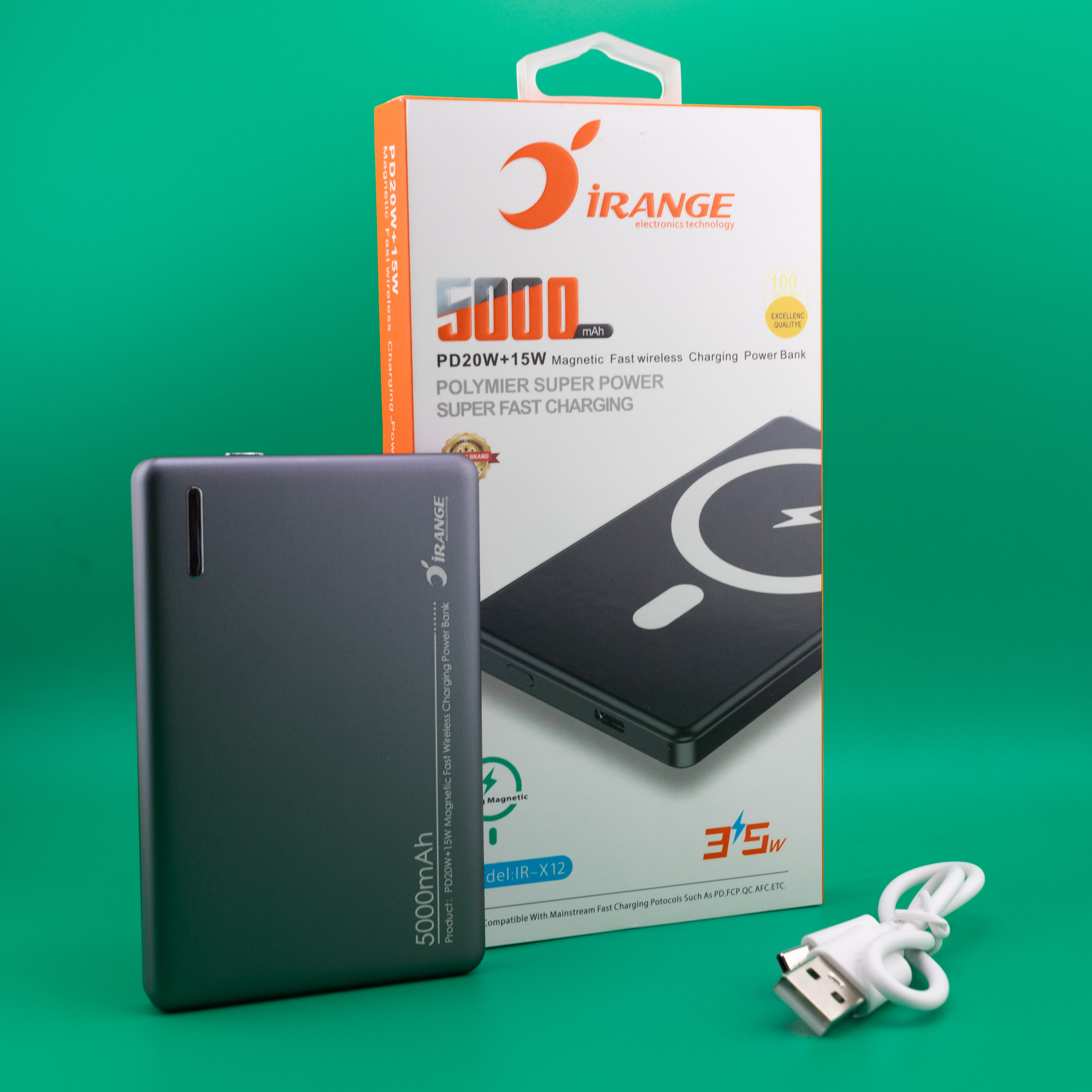 پاوربانک آیرنج طرح مگ سیف مدل IR- X12 ظرفیت 5000 میلیآمپرساعت