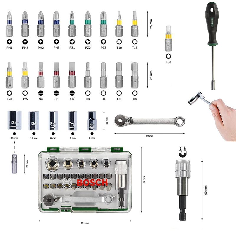 سری پیچ گوشتی بوش مدل 2607017331 مجموعه 28 عددی