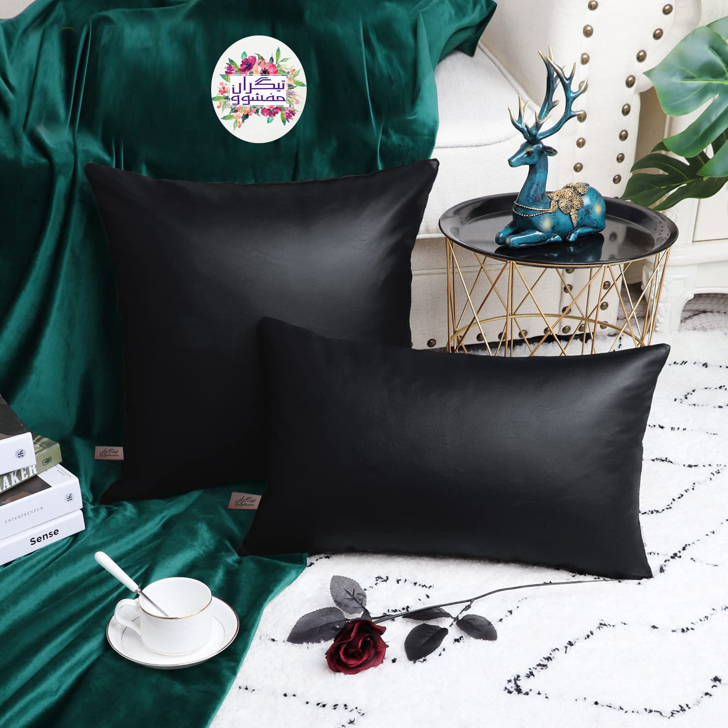 کوسن تیگران مفشوو مدل Leather cushion مجموعه دو عددی