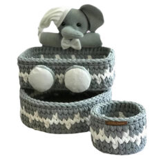 سبد قلاب بافی تریکو طرح فیل کد 2 مجموعه 3 عددی