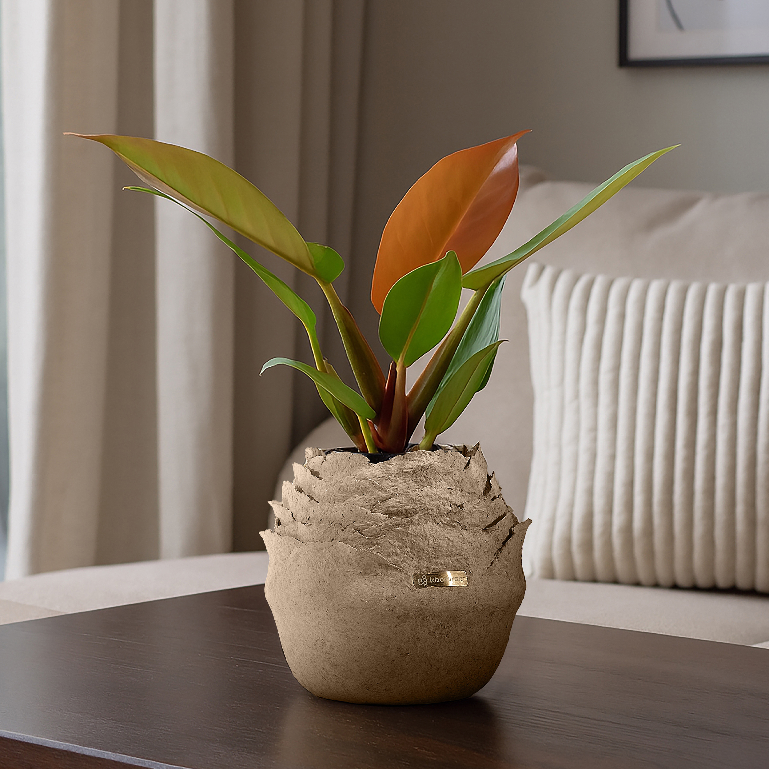 گلدان چوبی خمره مدل گل رز