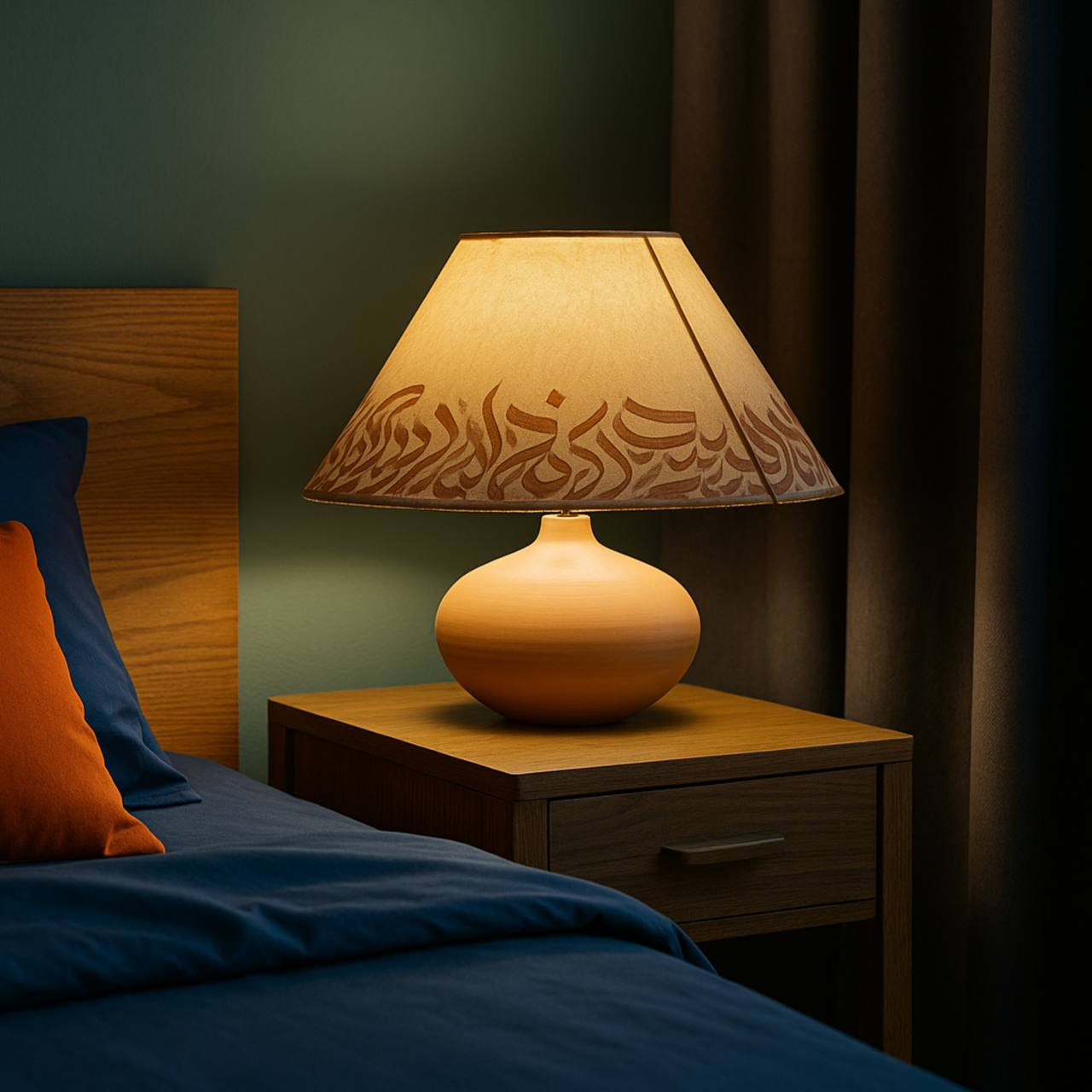 آباژور سفالی ترنج مدل کالیگرافی کد 02