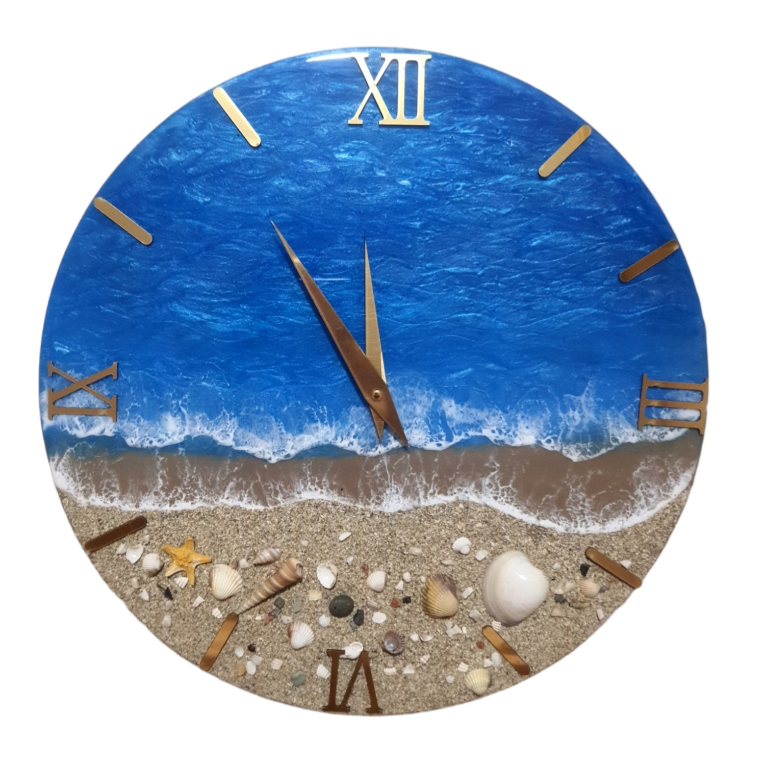 ساعت دیواری رزینی طرح ساحل و دریا