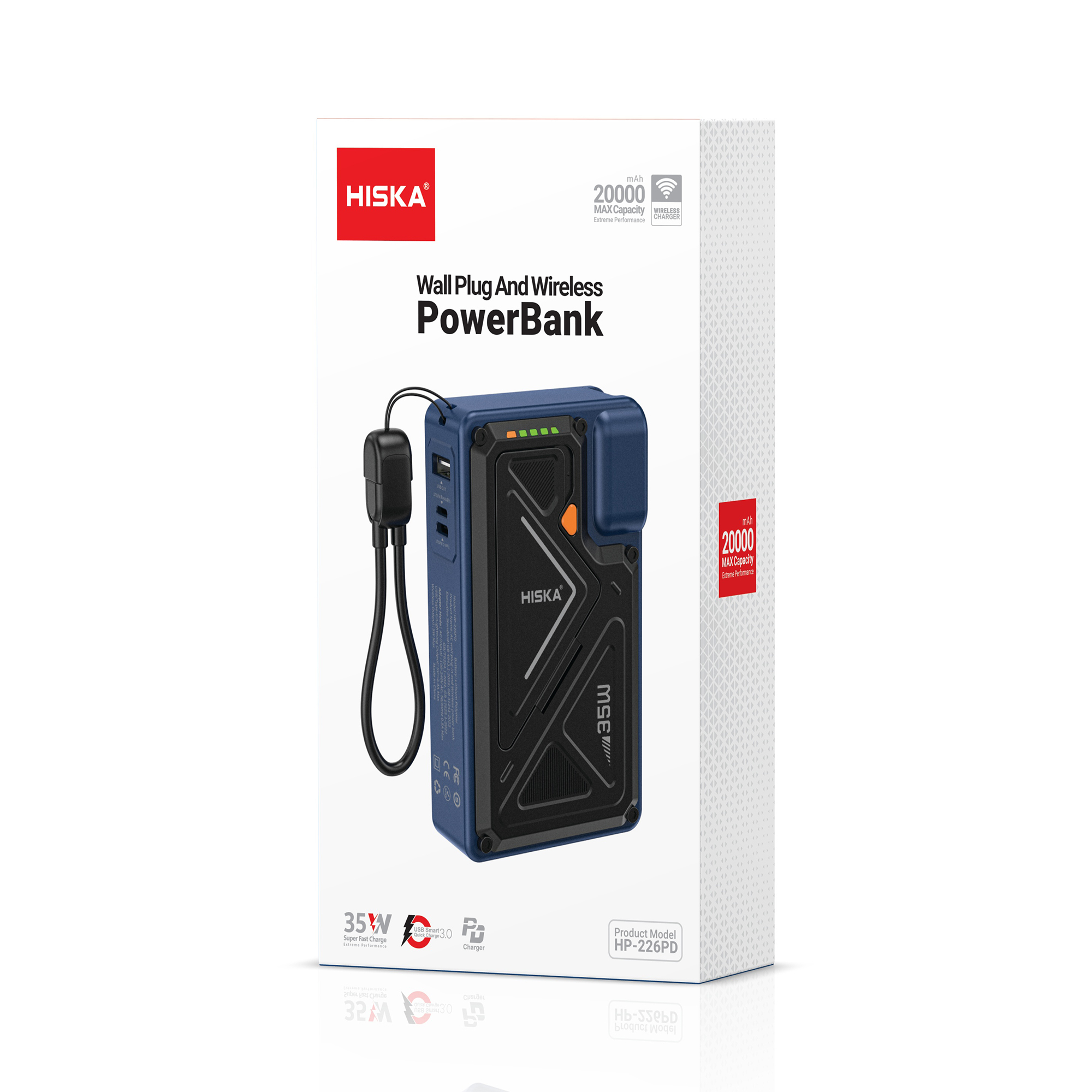پاوربانک 30 وات هیسکا مدل HP-226PD ظرفیت 20000 میلی آمپر ساعت