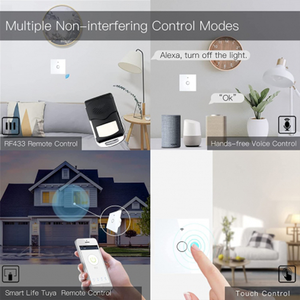 کلید  لمسی هوشمند مدل TUYA 2 GANG WiFi & RF433MHZ