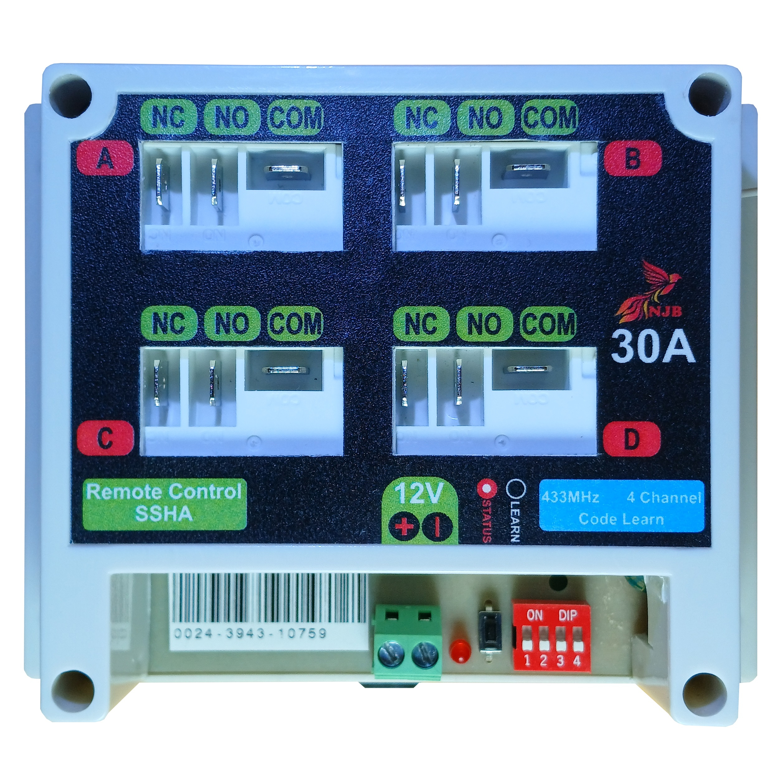 گیرنده و ریموت درب بازکن و کنترل جریان ان جی بی چهار کانال مدل SSHA_30A_4CH