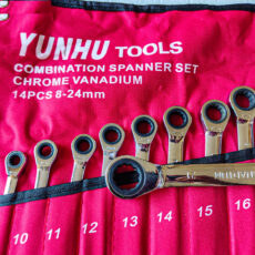 آچار یکسر تخت و یکسر رینگی جغجغه ای یونا مدل WPW2150 مجموعه 14 عددی