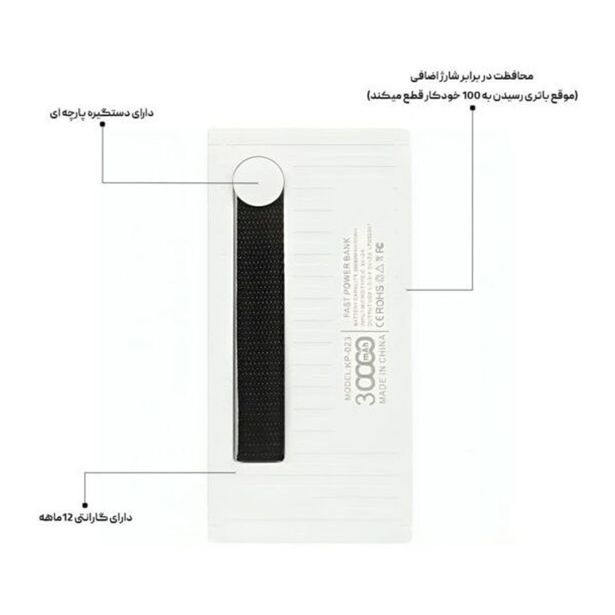 پاور بانک کلومن مدل KP-023 کانتینری ظرفیت 30000 میلی آمپر ساعت