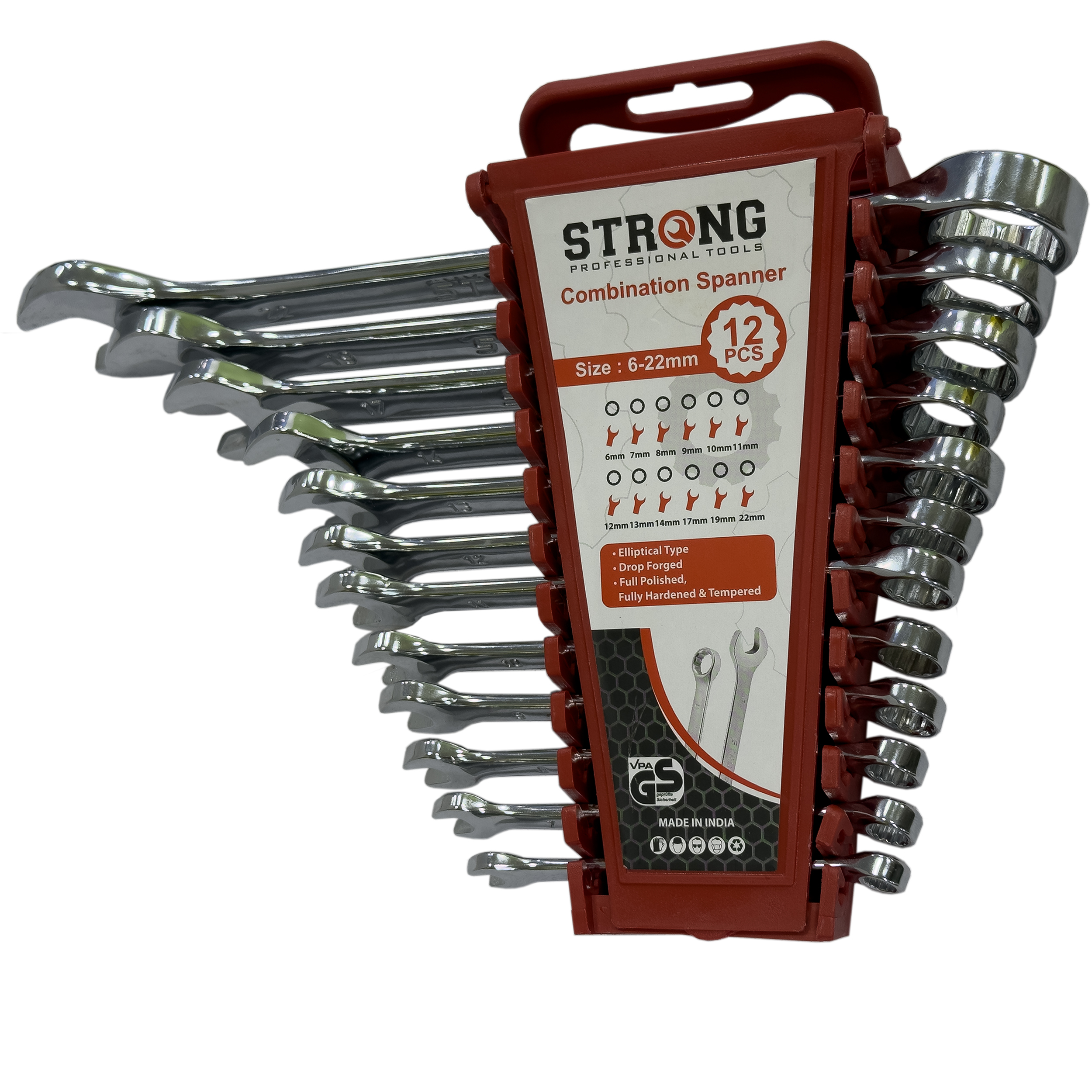 آچار یکسر تخت و یکسر رینگی استرانگ مدل SMT-STRONG-12PCS-22MM مجموعه 12عددی