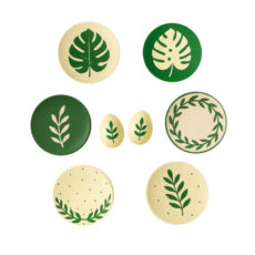 بشقاب سفالی طرح هفت سین کد D506 مجموعه 8 عددی