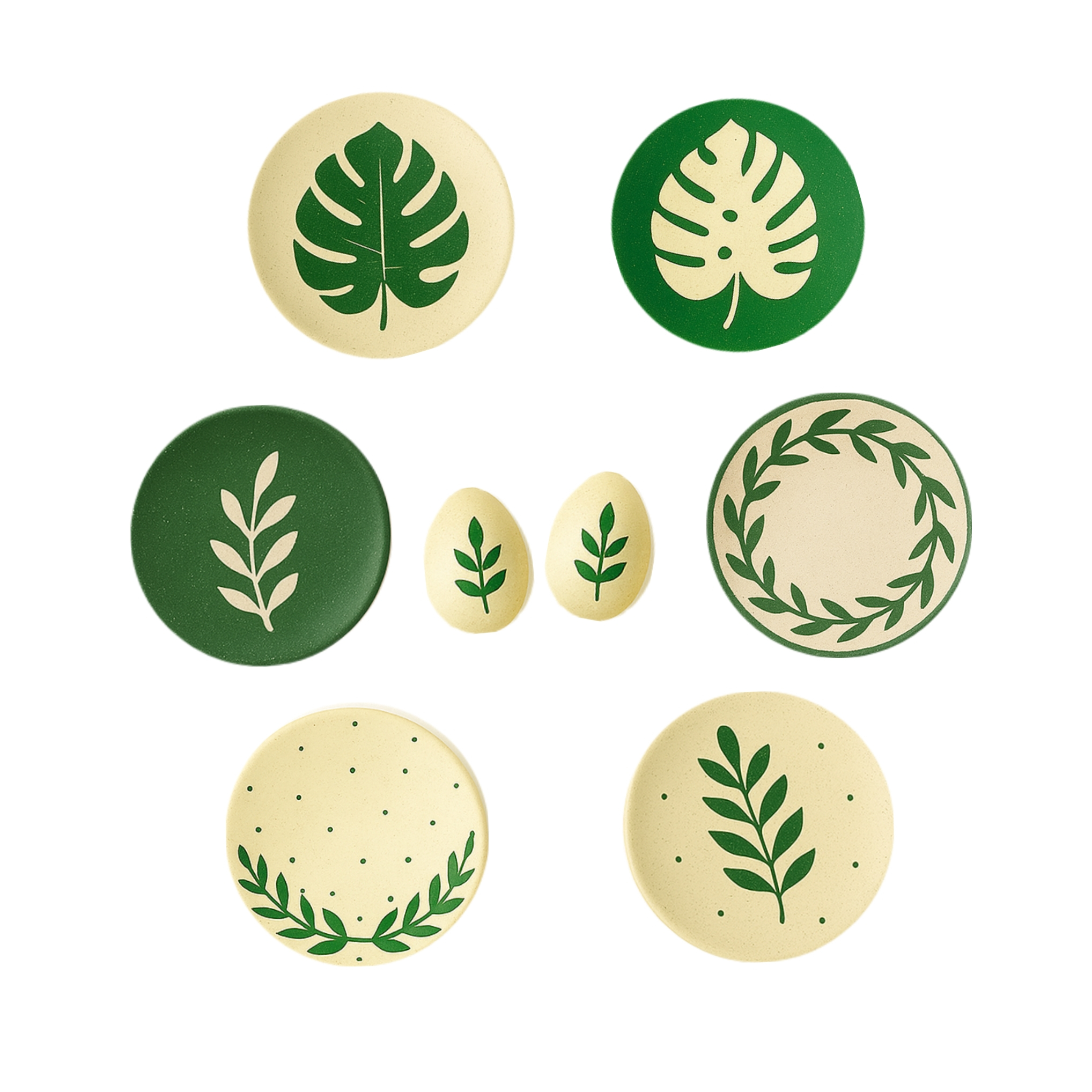 بشقاب سفالی طرح هفت سین کد D506 مجموعه 8 عددی