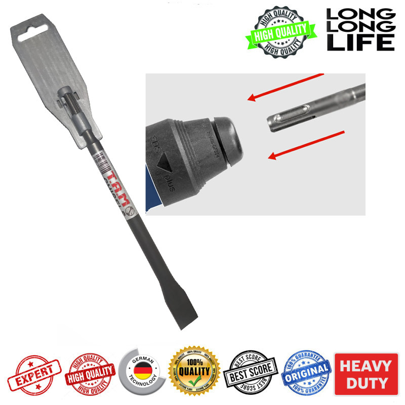 قلم ساختمانی چهار شیار تام مدل نوک تخت سایز 250 میلی متر بسته 3 عددی