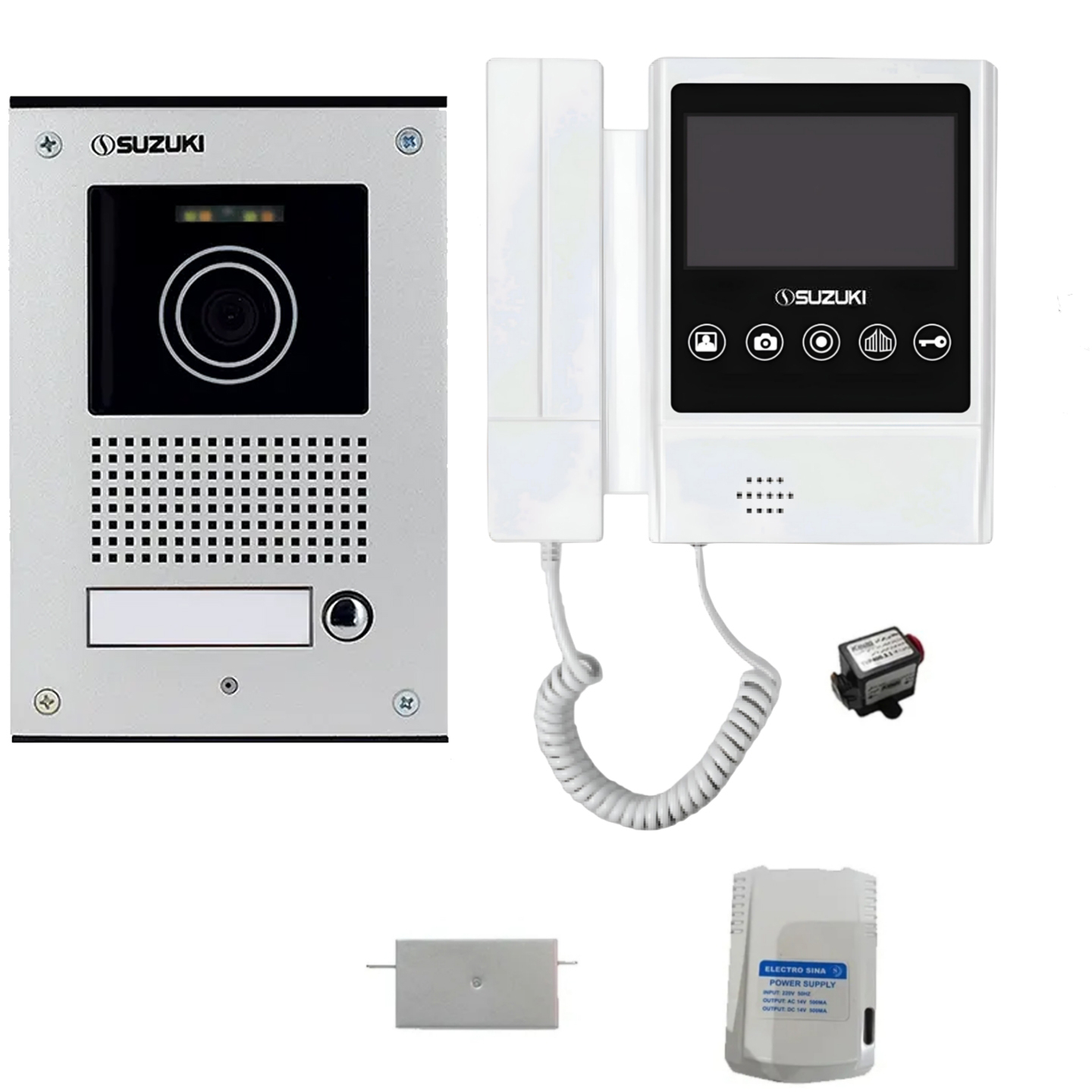 مجموعه دربازکن تصویری سوزوکی مدل 420-4ucm یک طبقه به همراه محافظ ولتاژ مانیتور