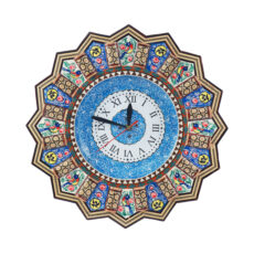 ساعت دیواری خاتم کاری مدل نقاشی گل و مرغ