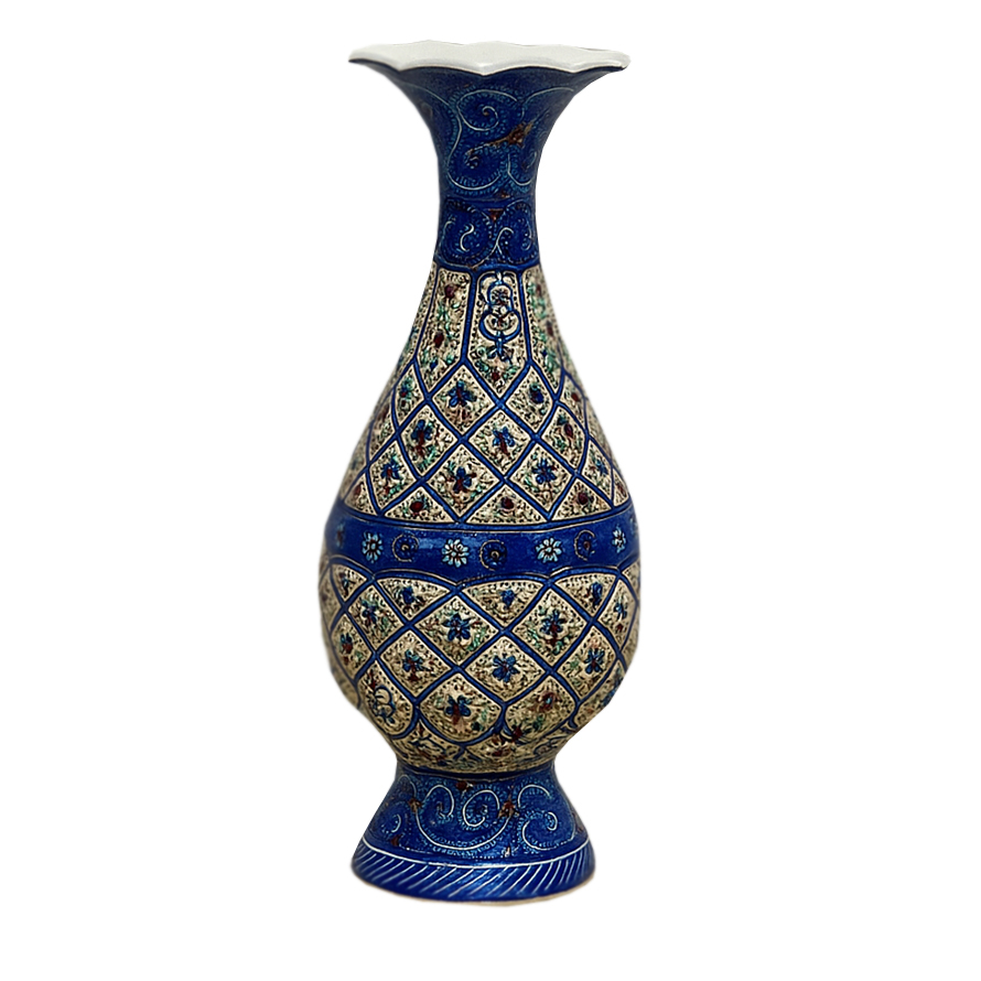 گلدان مس اسماعیلی مدل خمره ای نقش برجسته کد  841159-7