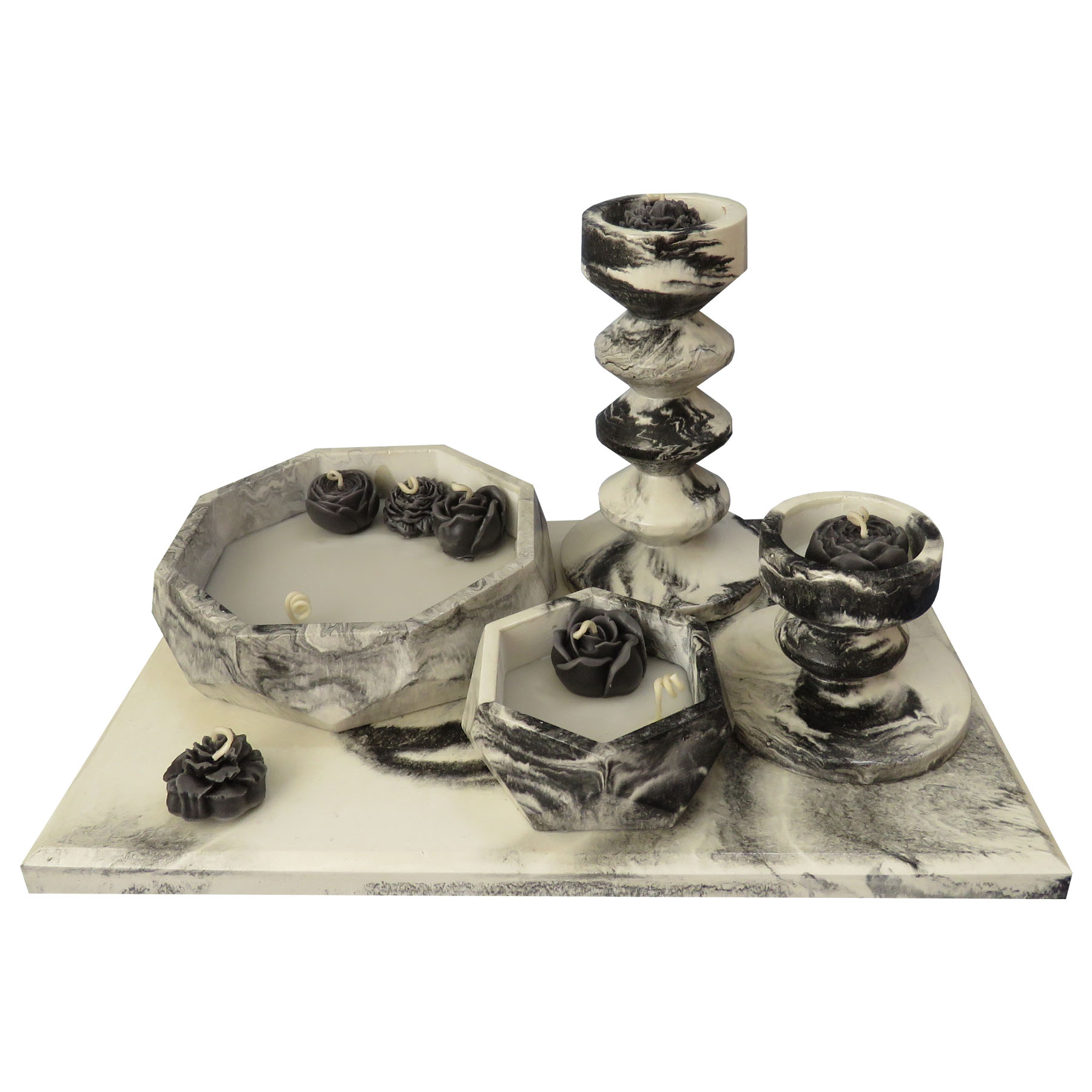 ست شمع کاسه ای و جاشمعی مدل الین کد 550 مجموعه 8 عددی