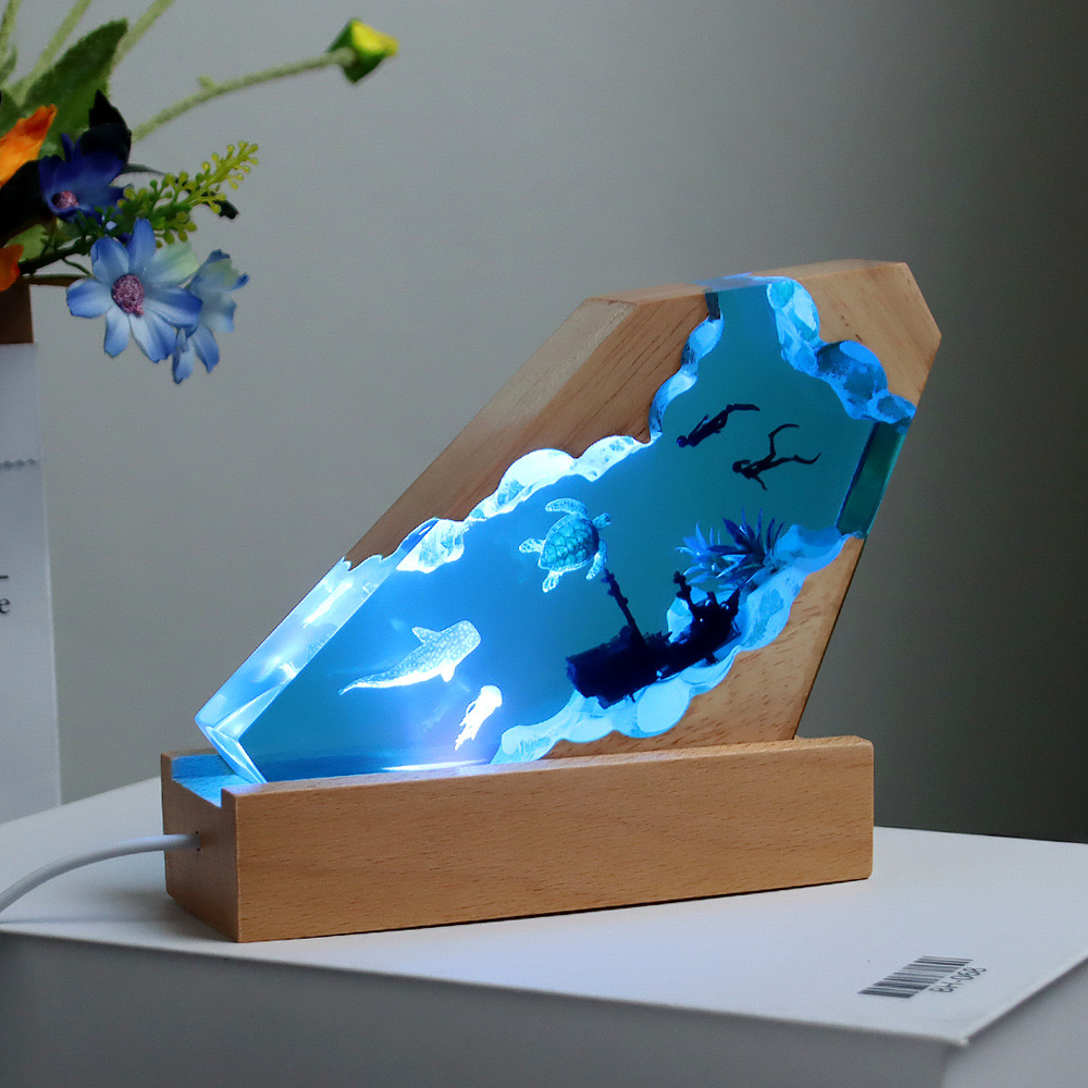 چراغ خواب مدل اقیانوس رزینی و چوبی