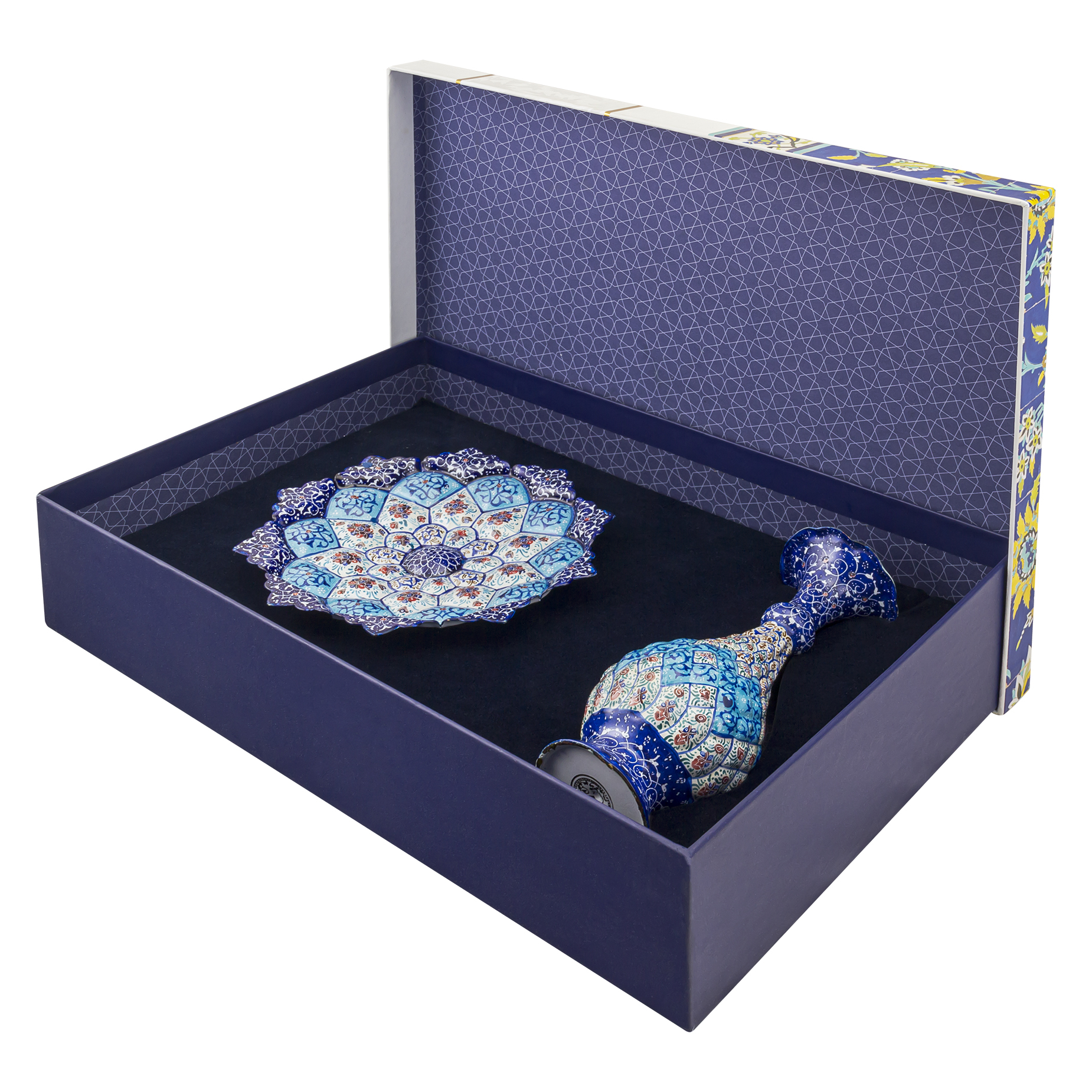 ست هدیه گلدان و بشقاب اریسا مدل میناکاری