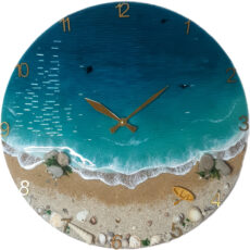 ساعت دیواری رزینی طرح ساحل و دریا