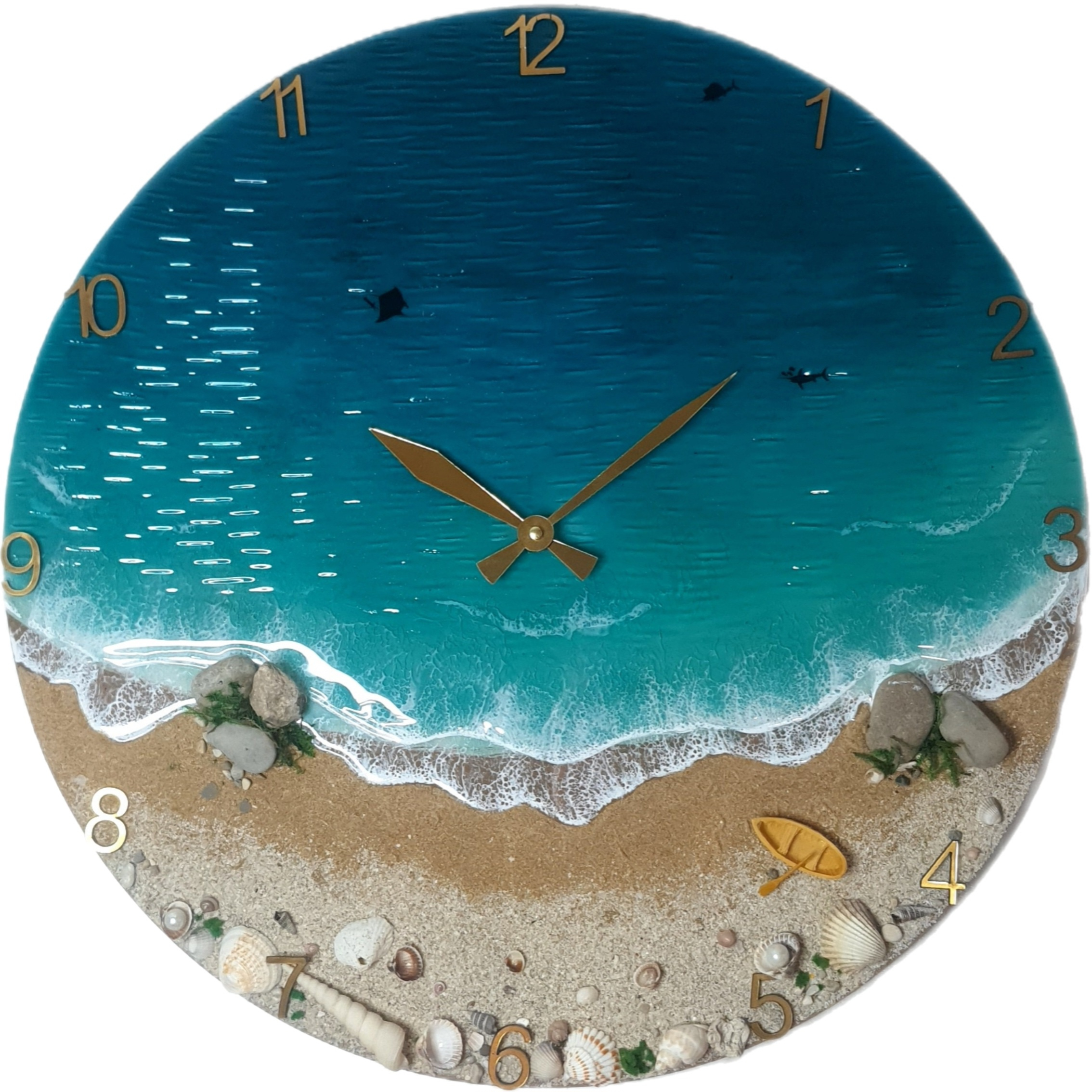 ساعت دیواری رزینی طرح ساحل و دریا