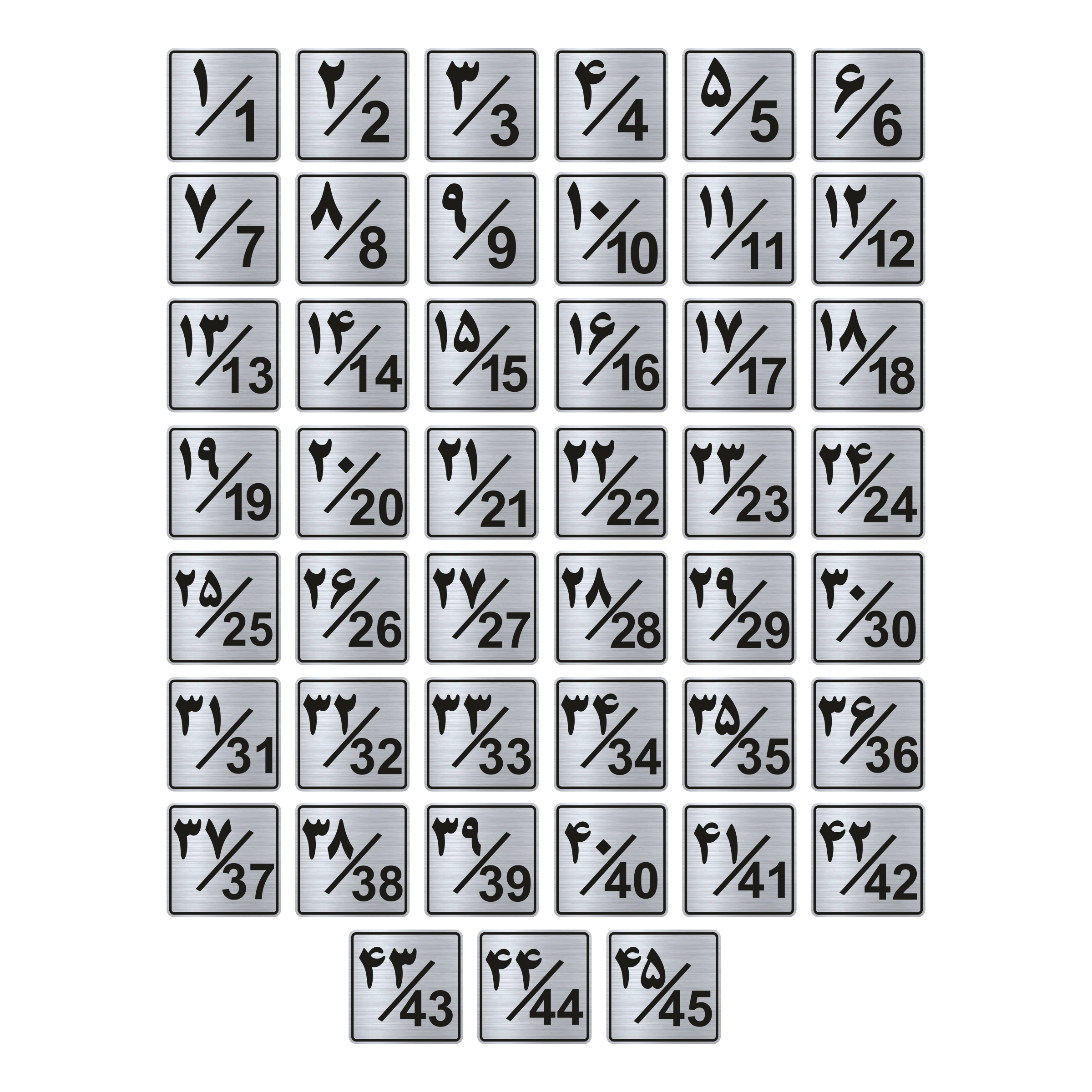 تابلو راهنما طرح پلاک اعداد مدل GNS1245 مجموعه 45 عددی