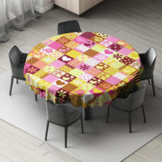 رومیزی مدل گرد مخمل طرح گل های قلبی کد 11034