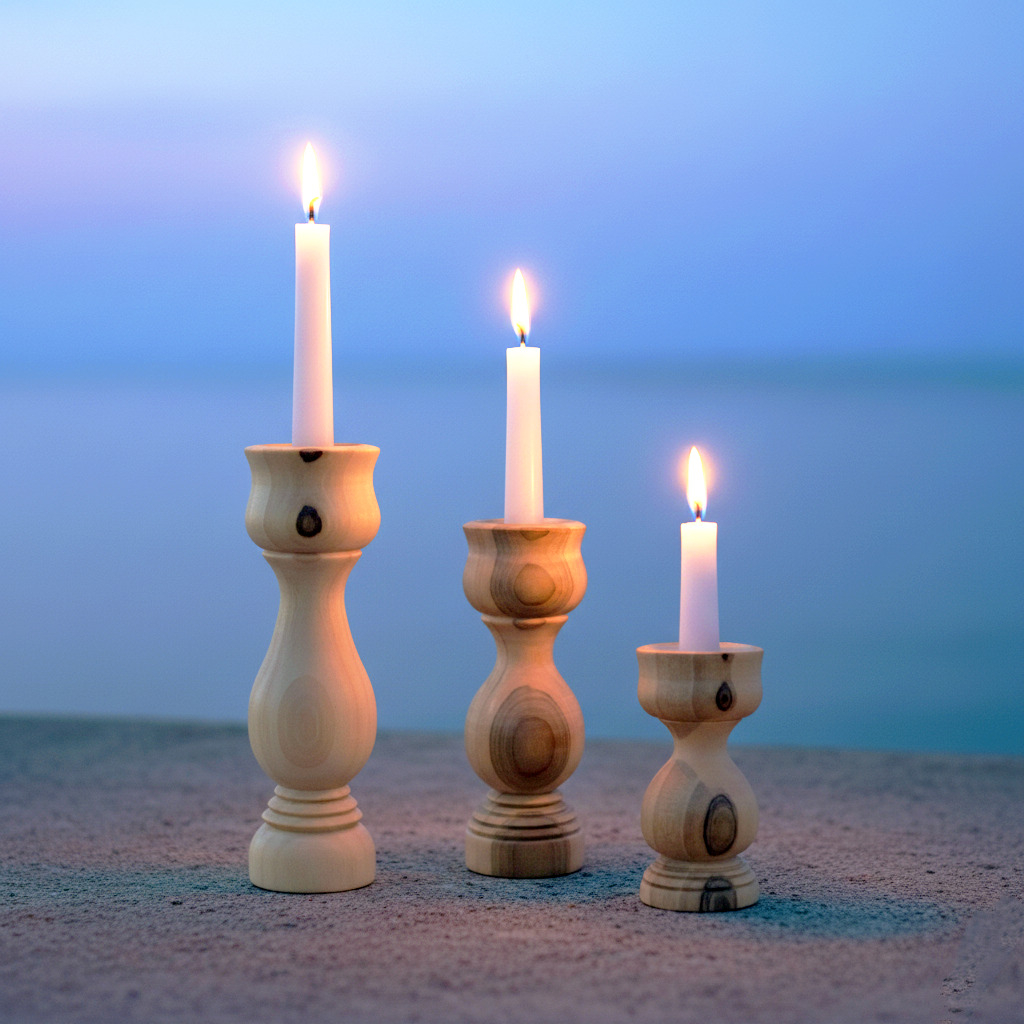 شمعدان چوبی مدل میترا مجموعه 3 عددی