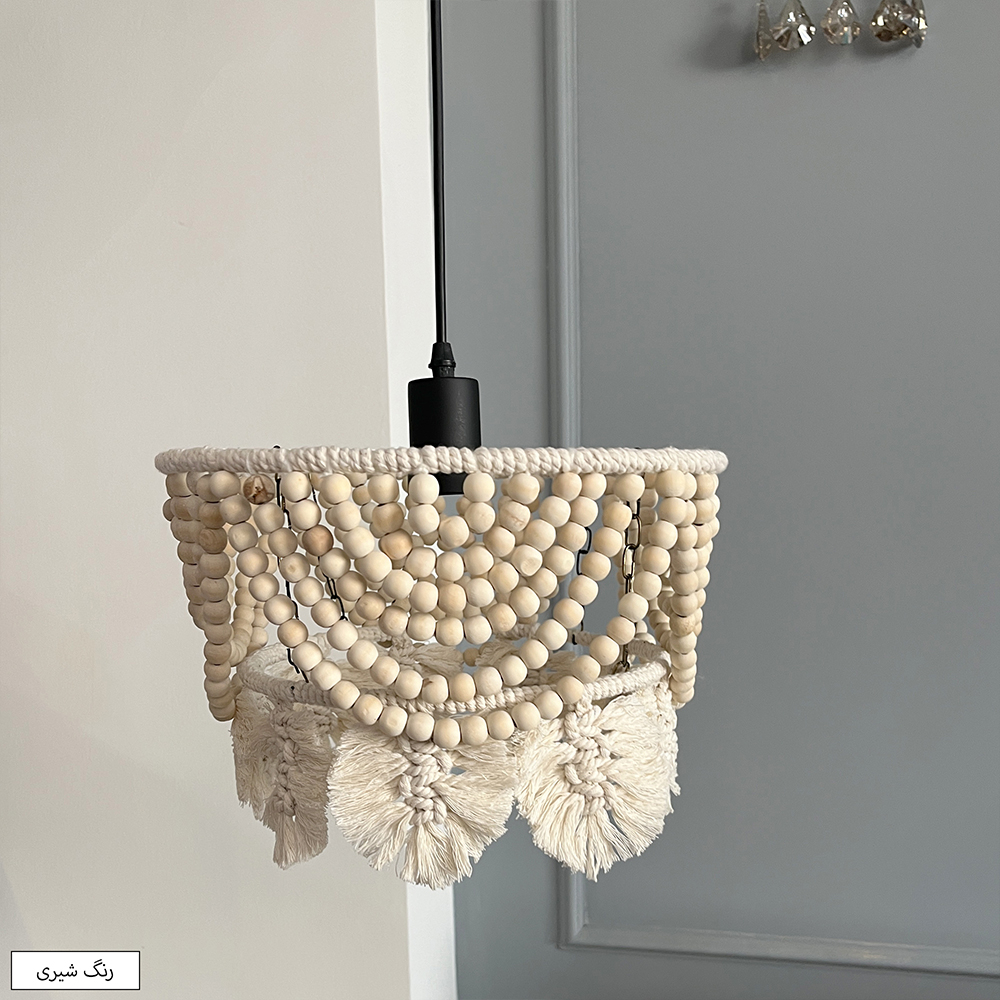 لوستر بافتنی مدل چوبی استایل مکرومه کد 40