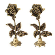 مجسمه برنجی گل رز مدل رخشا مجموعه 2 عددی