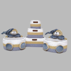 سبد قلاب بافی تریکو مدل عروسکی خرسی کد 01 مجموعه 5 عددی