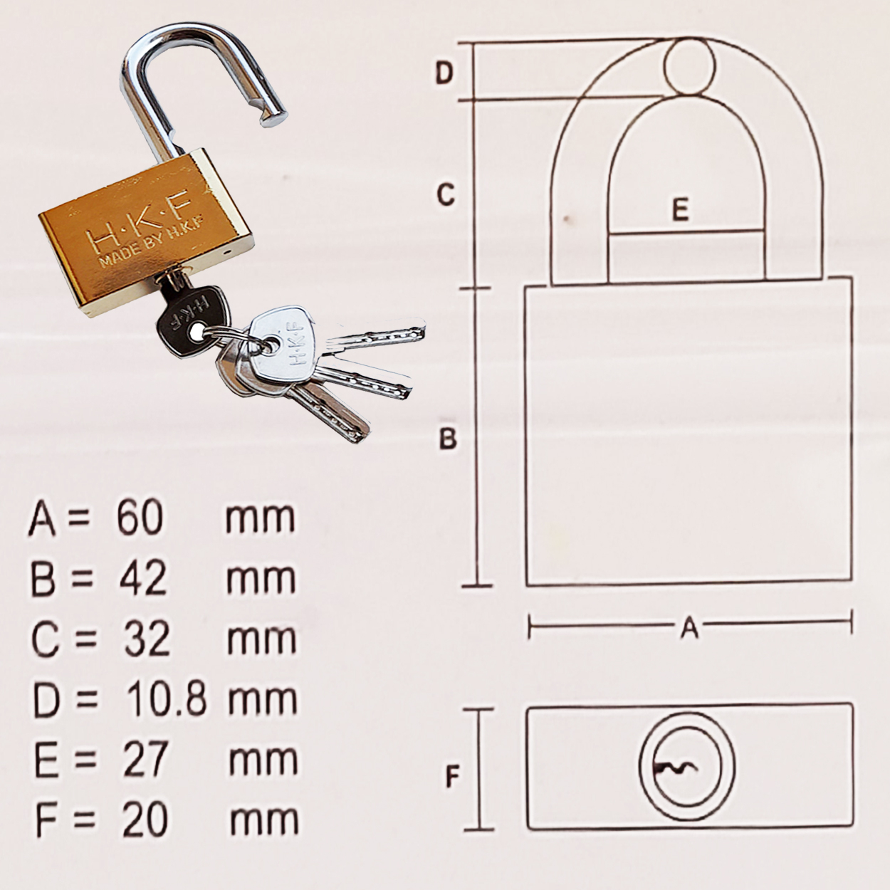 قفل آویز اچ کی اف مدل RO - 6600