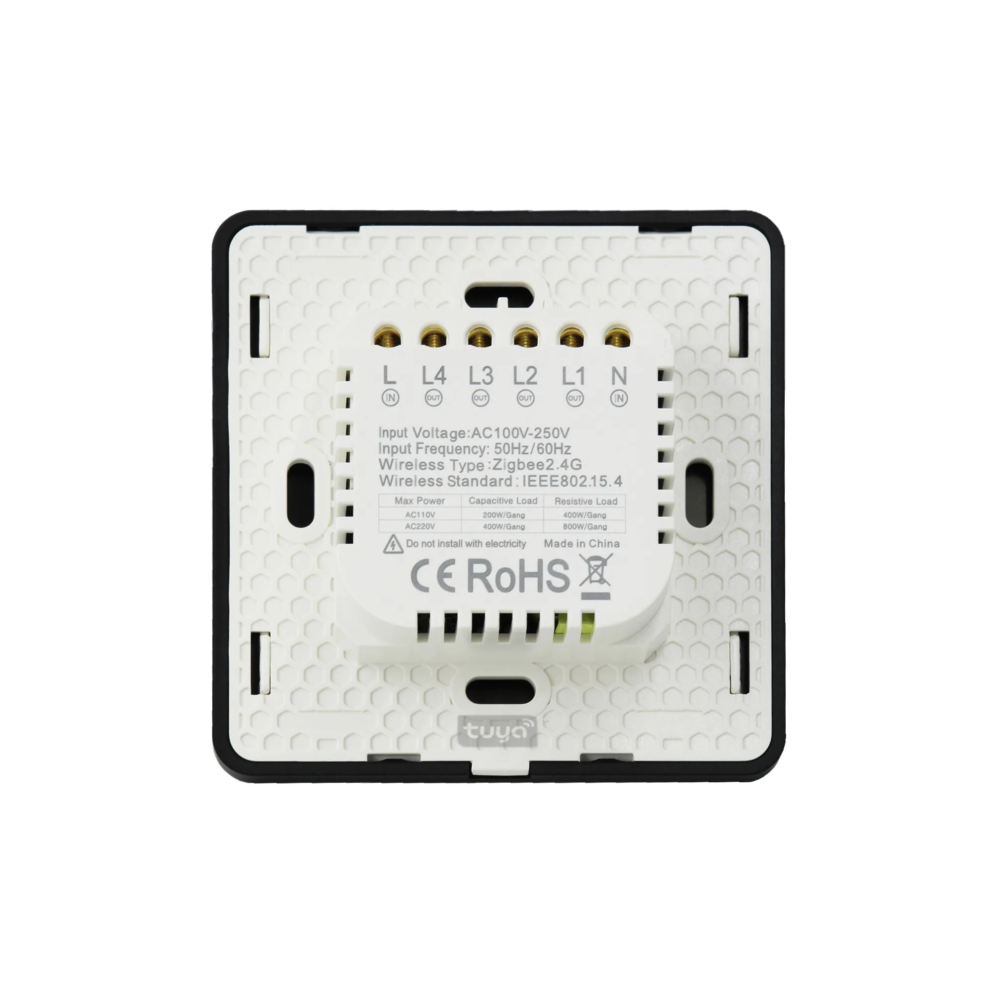 کلید هوشمند تویا مدل چهارپل Zigbee طرح curve کد 2211044