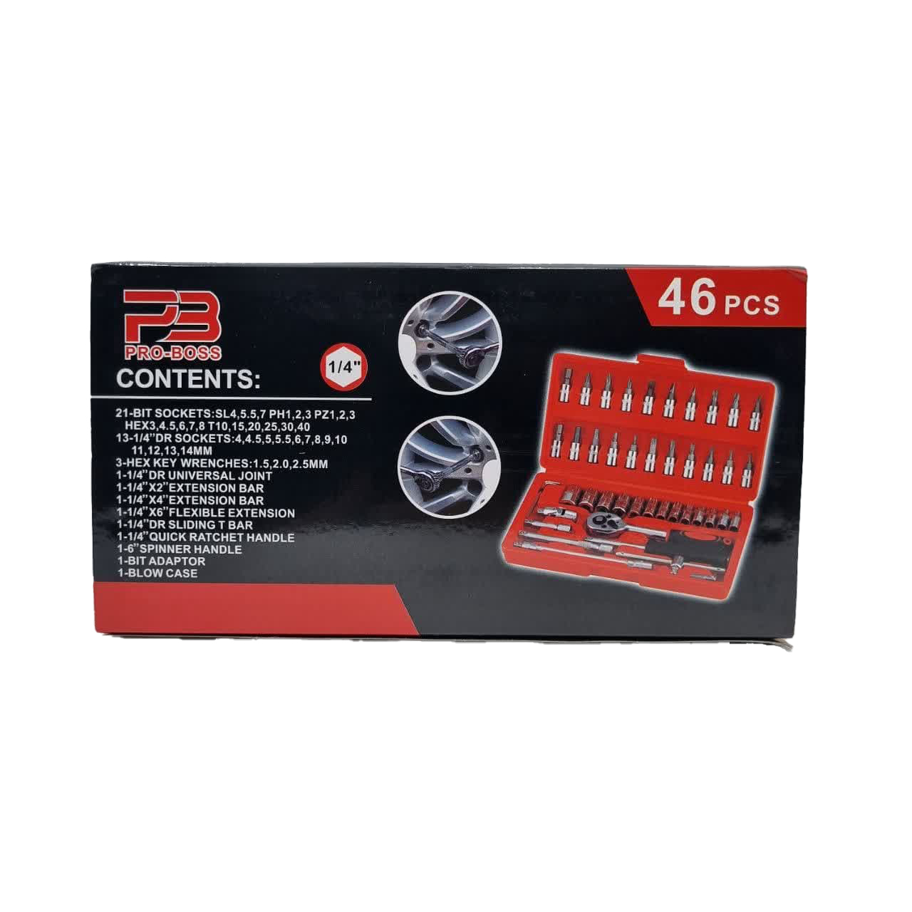 مجموعه 46 عددی آچار بکس پرو باس مدل 1/4